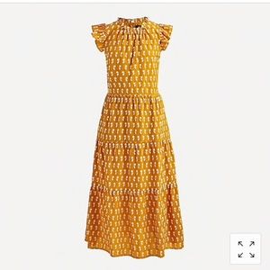 J.Crew tiered cotton voile dress in “lemon ochre”